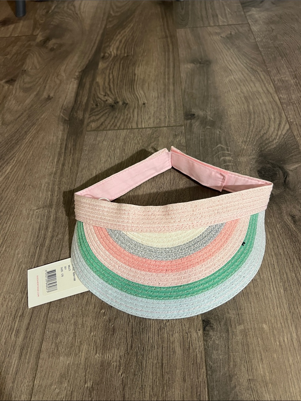 Nwt seed heritage girls  Rainbow Straw Visor - pastel multi one size